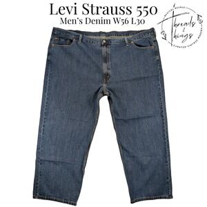 Levi's 550 Jeans Mens W56 L30 Blue Denim BIG Cotton Relaxed Classic Straight EUC